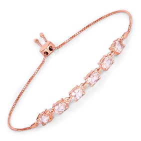 1.62 CT Genuine Morganite 14K White Gold Bracelet