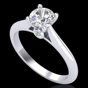 0.83 ctw VS/SI Diamond Solitaire Art Deco Ring 18k White Gold