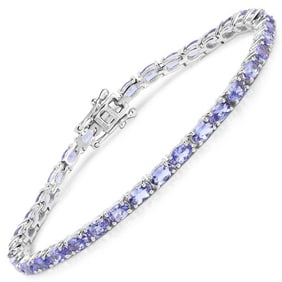 8.75 CT Genuine Tanzanite 14K White Gold Bracelet