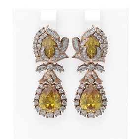 12.25 ctw Canary Citrine & Diamond Earrings 18K Rose Gold