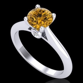 1.08 ctw Intense Fancy Yellow Diamond Art Deco Ring 18k White Gold