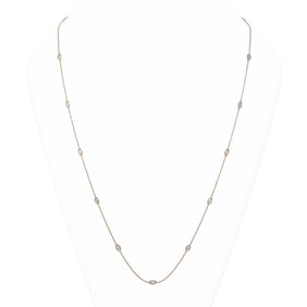 4.25 ctw Marquise Diamond Station 32 Inch Necklace 18K Rose Gold