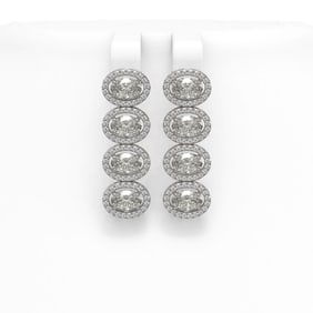 5.92 ctw Oval Cut Diamond Micro Pave Earrings 18K White Gold