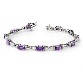 6.11 ctw Tanzanite & Diamond Bracelet 14k White Gold