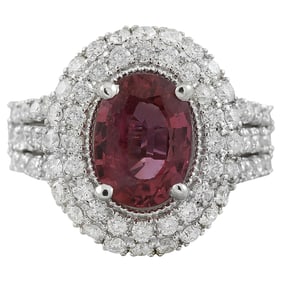 Tourmaline Diamond Ring 14K White Gold