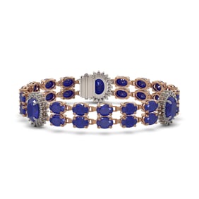 34.17 ctw Sapphire & Diamond Bracelet 14K Rose Gold