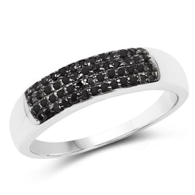 0.22 CT Genuine Black Diamond 14K White Gold Ring