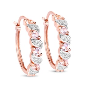 0.98 CT Genuine Morganite and White Topaz 14K White Gold Earrings