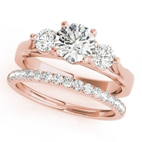 1.92 ctw VS/SI Diamond 3 Stone 2pc Set Wedding 14k Rose Gold