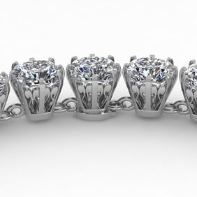 28 ctw Oval SI Certified Diamond Necklace 18K White Gold