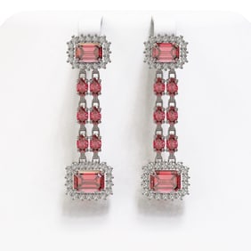 11.38 ctw Tourmaline & Diamond Earrings 14K White Gold