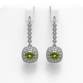 4.5 ctw Tourmaline & Diamond Victorian Earrings 14K White Gold