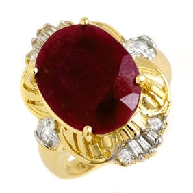 7.84 ctw Ruby & Diamond Ring 14k Yellow Gold