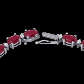 55.5.0 ctw Ruby & VS/SI Certified Diamond Eternity Necklace 10k White Gold