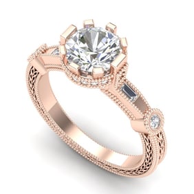 1.71 ctw VS/SI Diamond Solitaire Art Deco Ring 18k Rose Gold