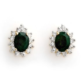 3.85 ctw Emerald & Diamond Earrings 14k Yellow Gold