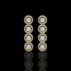 3.84 ctw Diamond Micro Pave Earrings 18K Yellow Gold