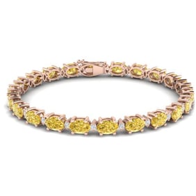 19.7 ctw Citrine & VS/SI Diamond Eternity Bracelet 10k Rose Gold