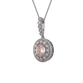 3.92 ctw Morganite & Diamond Victorian Necklace 14K White Gold