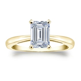 Natural 1.00 CTW Diamond Solitaire Ring 18K Yellow Gold
