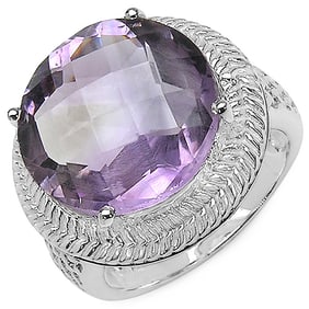 10.22 CT Genuine Amethyst 14K White Gold Ring