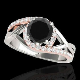 1.8 ctw Certified VS Black Diamond Bypass Solitaire Ring 10k 2Tone Gold