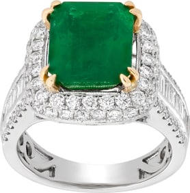 Emerald & diamond ring in 18k