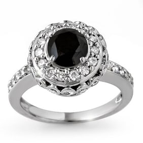 2.64 ctw VS Certified Black & White Diamond Ring 14k White Gold