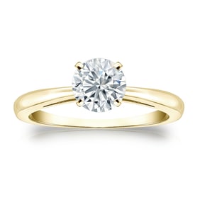 Natural 0.75 CTW Diamond Solitaire Ring 14K Yellow Gold