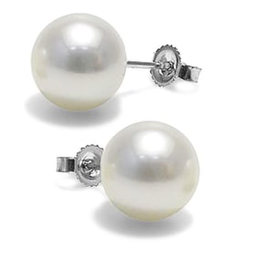 White Freshwater Pearl Earrings, 10.5-11.0mm