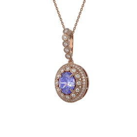 4.77 ctw Tanzanite & Diamond Victorian Necklace 14K Rose Gold