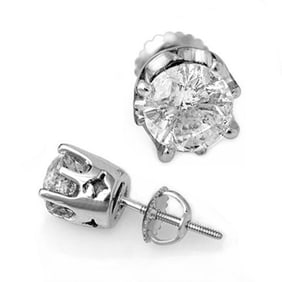 2.0 ctw Certified VS/SI Diamond Stud Earrings 14k White Gold