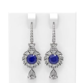 9.31 ctw Sapphire & Diamond Earrings 18K White Gold