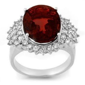 9.18 ctw Pink Tourmaline & Diamond Ring 18k White Gold