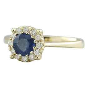 Sapphire Diamond Ring 14K Yellow Gold