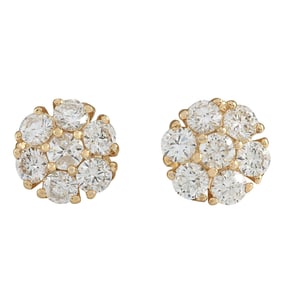 1.00 CTW Diamond Earrings 14K Yellow Gold