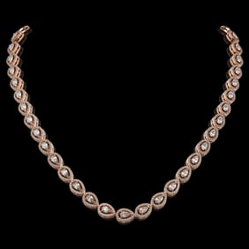 17.28 ctw Pear Cut Diamond Micro Pave Necklace 18K Rose Gold