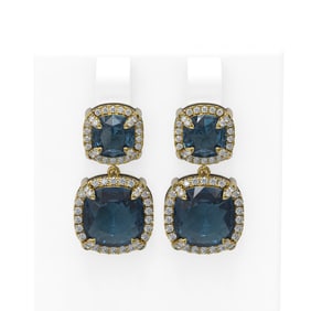 17.03 ctw Topaz & Diamond Earrings 18K Yellow Gold