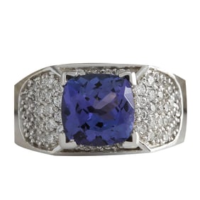 Tanzanite Diamond Ring 14K White Gold