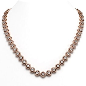21.69 ctw Cushion Cut Diamond Micro Pave Necklace 18K Rose Gold