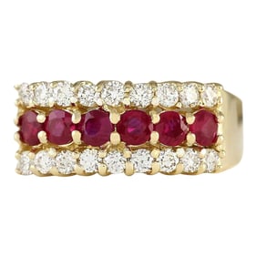 Ruby Diamond Ring 14K Yellow Gold