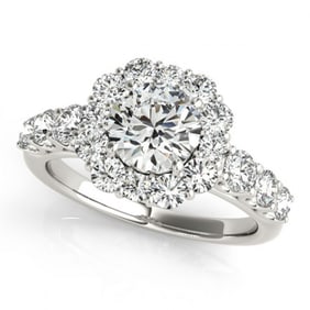 Natural 2.25 ctw Diamond Halo Ring 14k White Gold