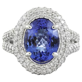 Tanzanite Diamond Ring 14K White Gold