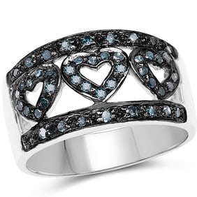 0.32 CT Genuine Blue Diamond 14K White Gold Ring