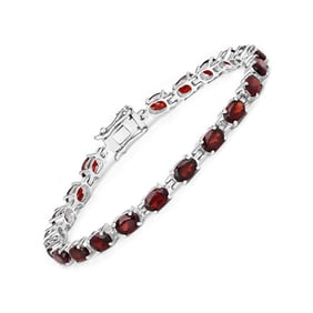 11.22 CT Genuine Garnet 14K White Gold Bracelet
