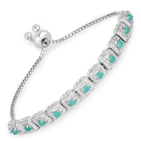 1.10 CT Genuine Emerald 14K White Gold Bracelet