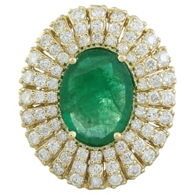 Emerald 14K Yellow Gold Diamond Ring