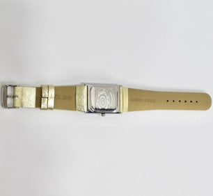 Moschino 1980s Metallic Gold Leather Watch
