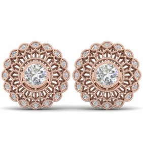 1.5 ctw Certified VS/SI Diamond Art Deco Stud Earrings 14k Rose Gold