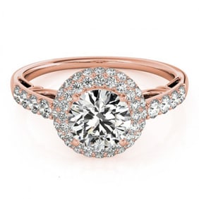 1.65 ctw Certified VS/SI Diamond Halo Ring 18k Rose Gold